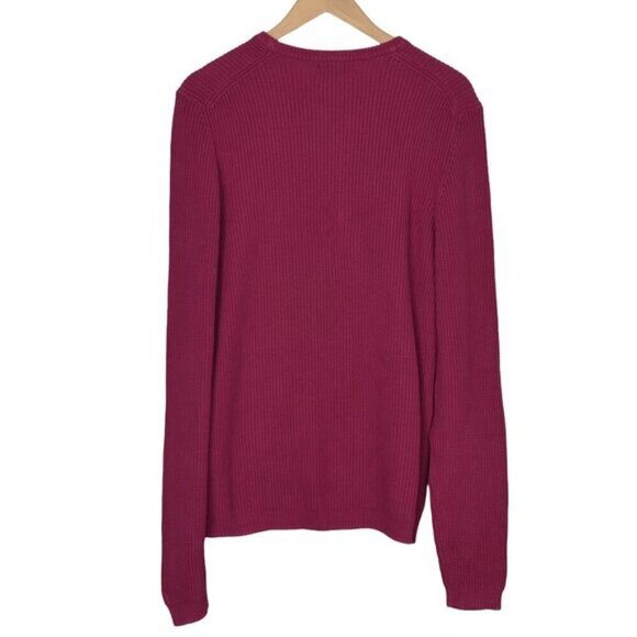 Zara Cotton Knit Sweater Pink Long Sleeve Crew Neck Size Medium - Picture 5 of 9